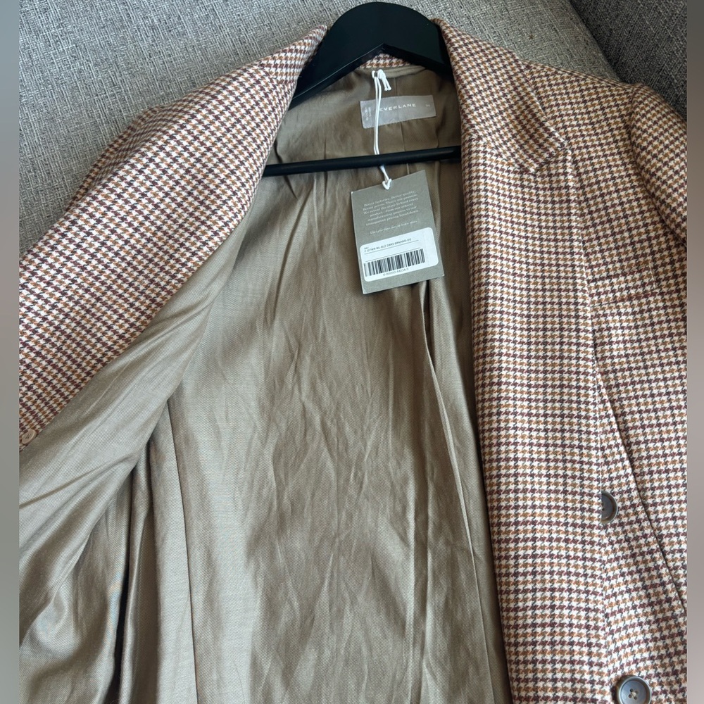 NWT Everlane The Oversized Double Breasted Blazer in 00 Terracotta Houndstooth - Picture 6 of 9